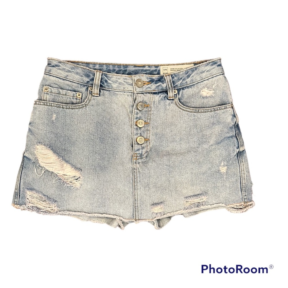 Cps chaps denim Pull&Bear Ripped Blue Jean Shorts‎ skirt skort 27 boho western